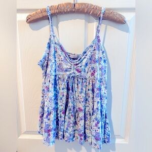 SO Floral Swing Top Sleeveless Adjustable Strap Tank Size Large Babydoll